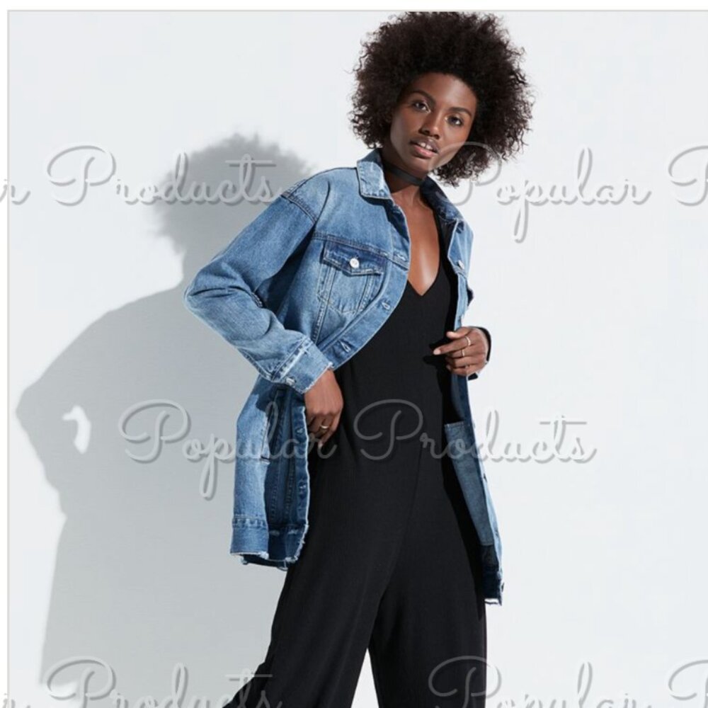 k/lab | Long Denim Jacket, Light Blue Wash